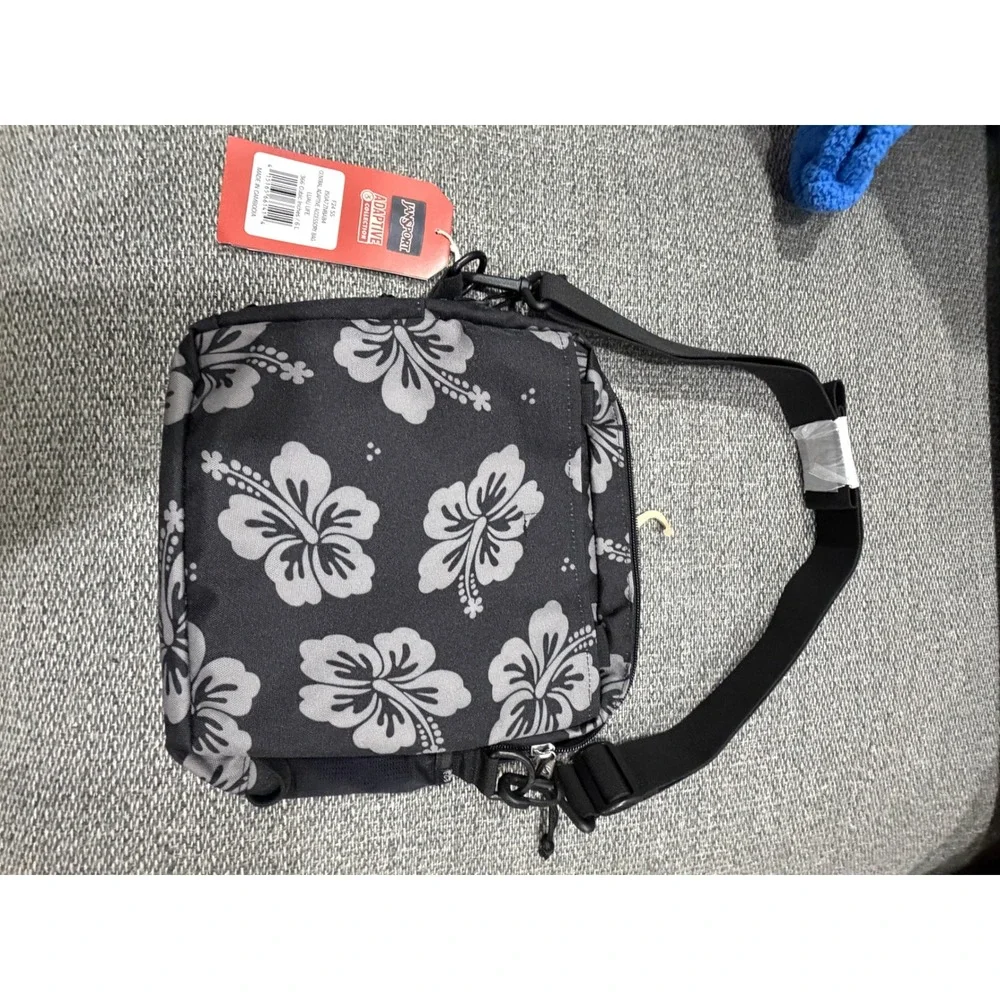 JanSport Central Adaptive Accessory Bag Luau Life Black Floral JS0A7ZNB 6L NWT